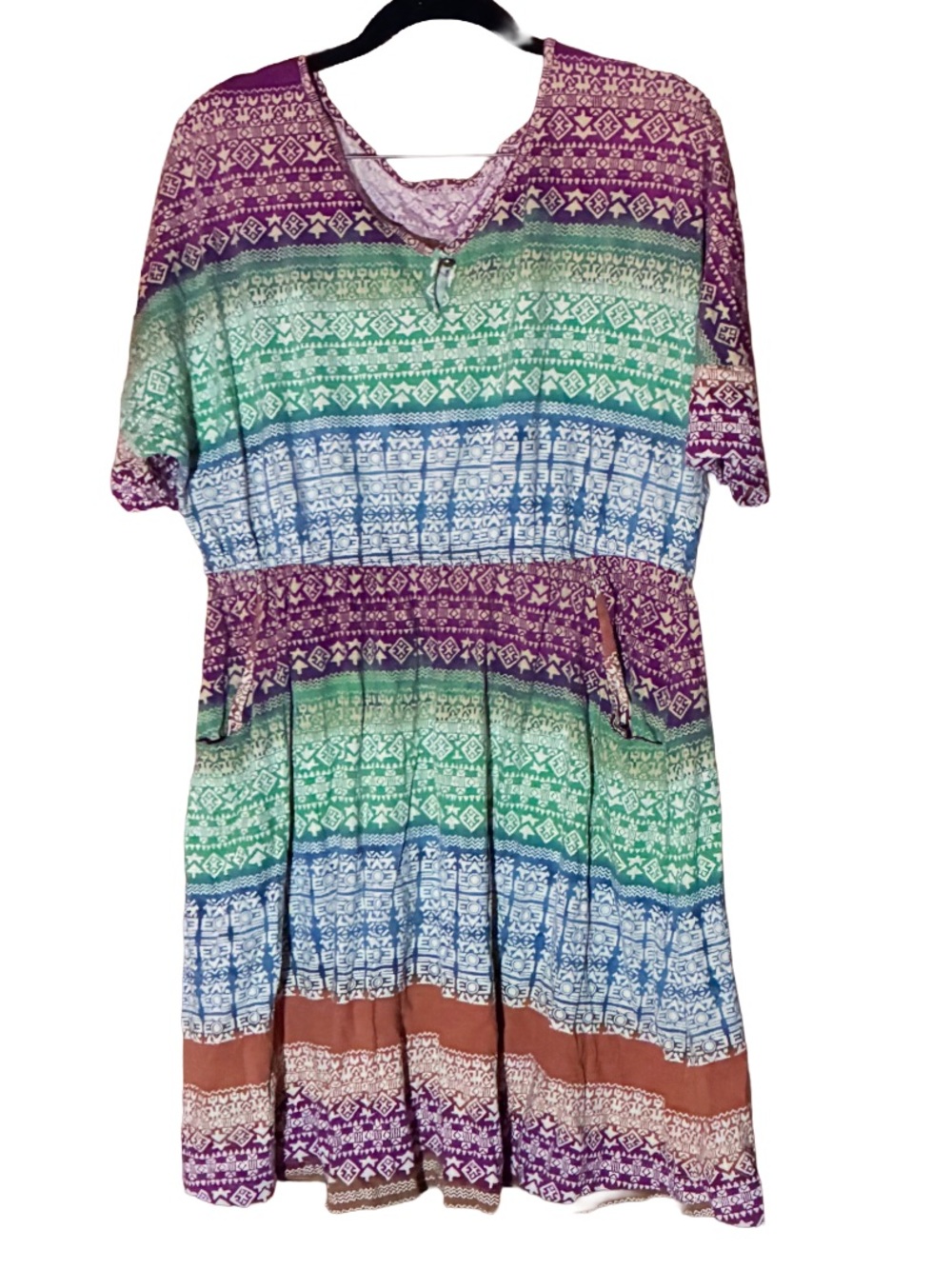 Dress Plus XL Festival Boho Pattern Pockets Midi Casual Summer Beach Vacation